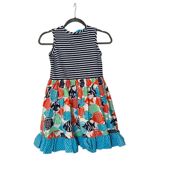Eleanor Rose Fish Ruffle Hem Rhonda Dress Size 8-10 Girls - Picture 2 of 4